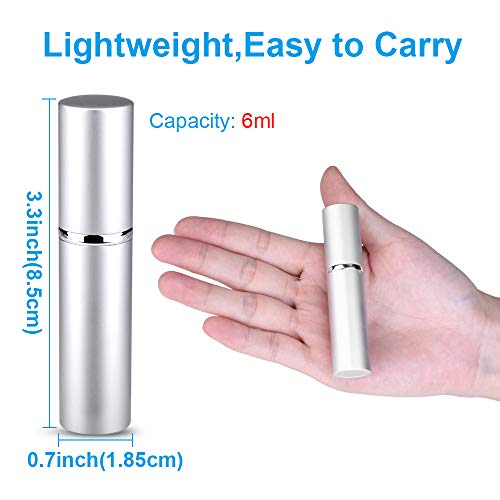 Zingso Refillable Travel Perfume Atomizer Bottles, 3 Pcs 6ml, Mini Portable Spray Bottles for Perfume Aftershave, Empty Travel Bottles with Funnel (Pink, Silver, Purple)