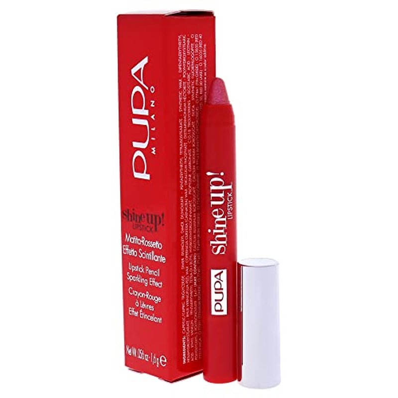 Pupa Milano Shine Up! Lipstick - Provides Definition And Fullness - Two In One Crayon - Achieve Full Metallic Finish - Provides Extreme Shimmer - Long Lasting - 002 First Love - 0.056 OZ