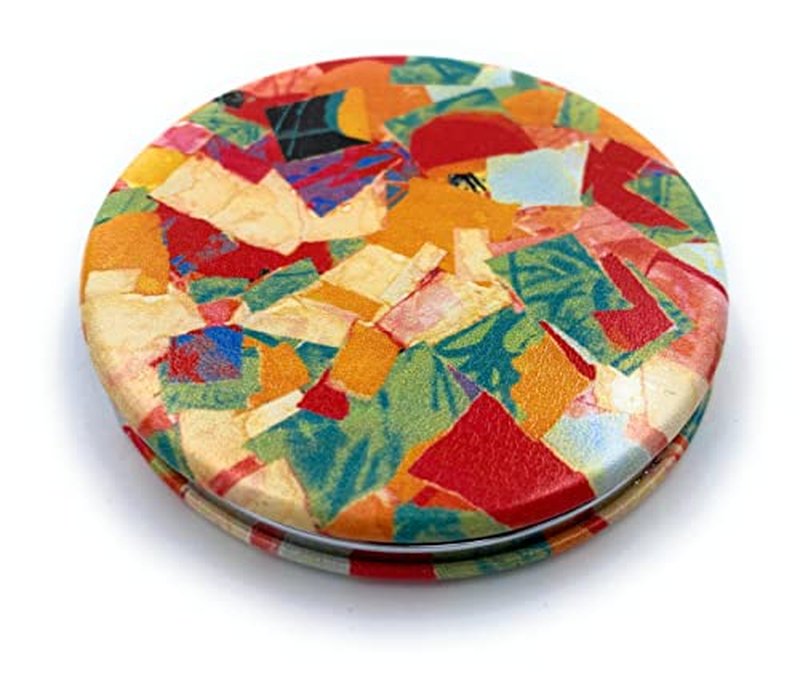 Aeisage Small Handbag Mirror Monet Compact Mirror for Girls Purse Mirror Folding Pu Leather Mirror Water Lilies Travel Mirror Compact Unique Gift for Sister