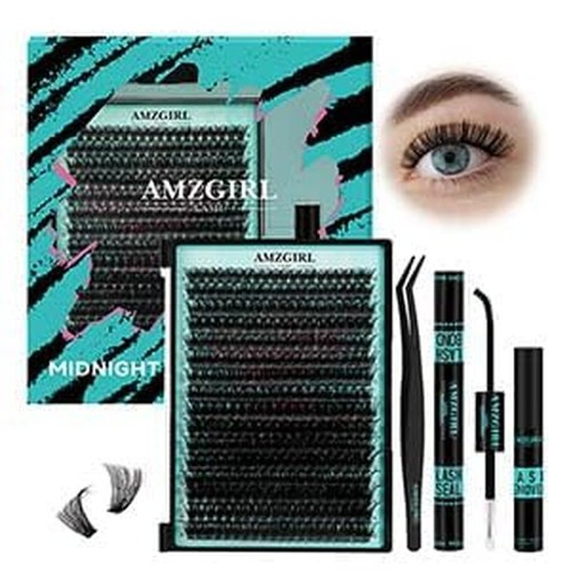Lash Clusters Kit 320Pcs,80D DIY Individual Lashes Extension Kit,Lash Bond And Seal,Lash Remover For Eyelashes Extensions,Lash Applicator Tool For False Eyelash Cluster Kit At Home(D-Mix10-16mm)