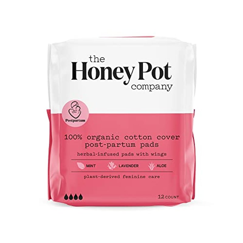 The Honey Pot Company - Herbal Pads for Women - Heavy Flow w/Wings - Infused w/Essential Oils for Cooling Effect & Organic Cotton Cover - Sanitary Pads for Women - Feminine Care - FSA & HSA - 16ct