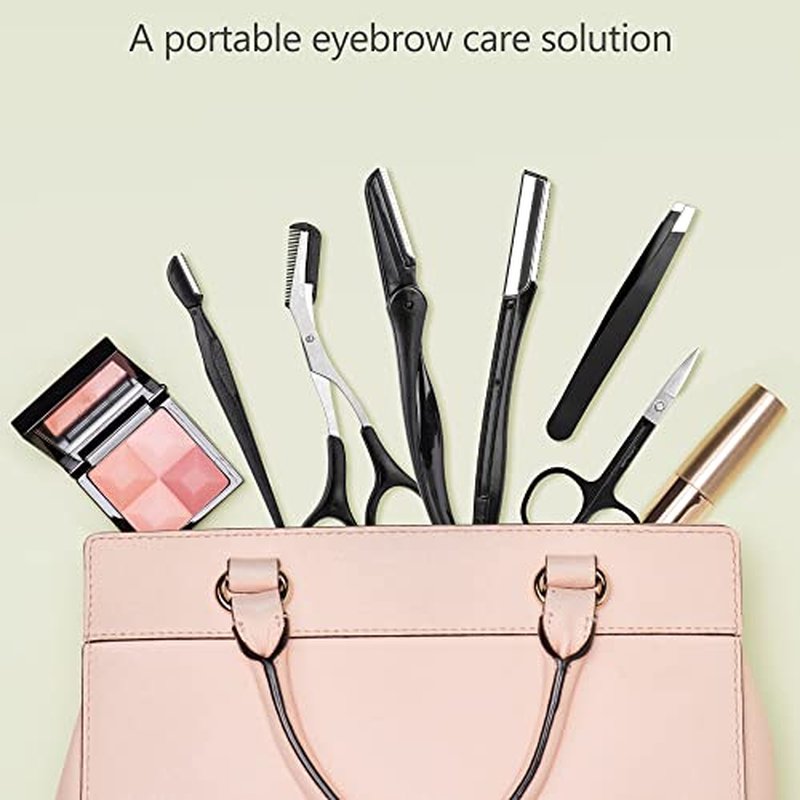 NAZQAT Eyebrow Kit - Multipurpose Eyebrow Grooming Kit For Women & Men For Eyebrow Trimming, Shaping, And Exfoliating - Includes Eyebrow Tweezers, Eyebrow Razor Tools, Eyebrow Scissors (Pack of 6)