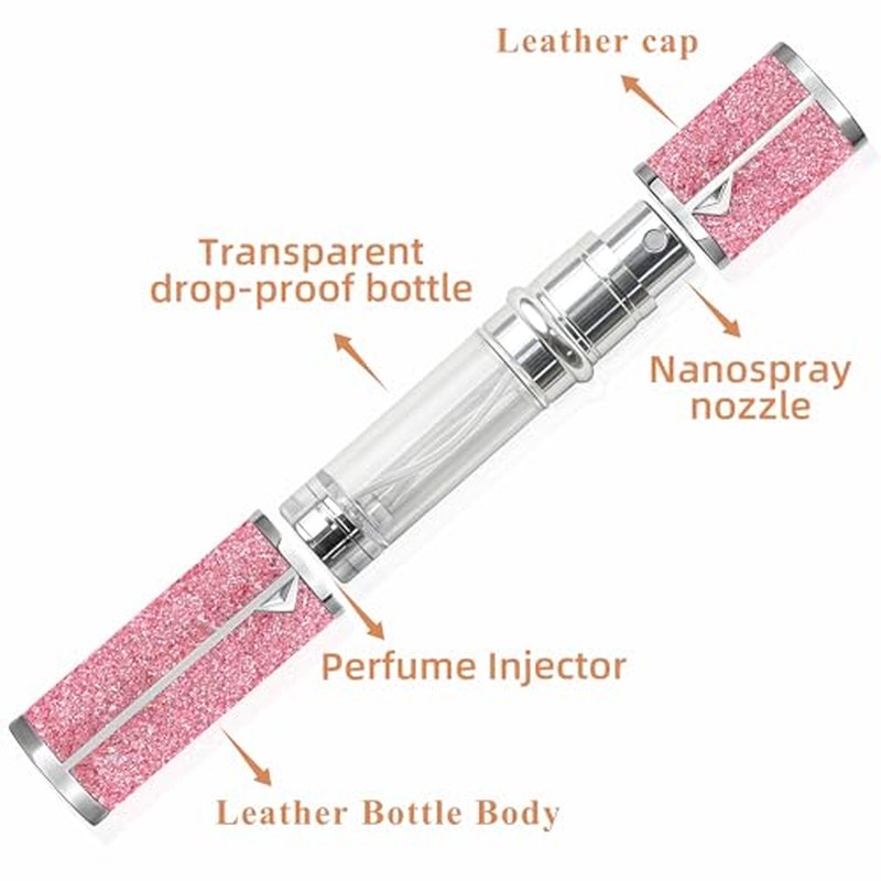 muilsae AB00BK Leatherette Refillable Perfume Atomiser 5ml, Bottom Fill Perfume Bottle, Portable and Leak-proof Suitable for Women and Men (AB00BK 5ml)