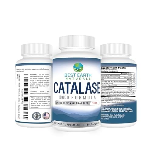 Best Earth Naturals Catalase Supplement 10,000 with Saw Palmetto, Biotin, Fo-Ti, PABA - Hair Supplements for Strong Hair - 180 Capsules - Pack of 3 (90-Day Supply)