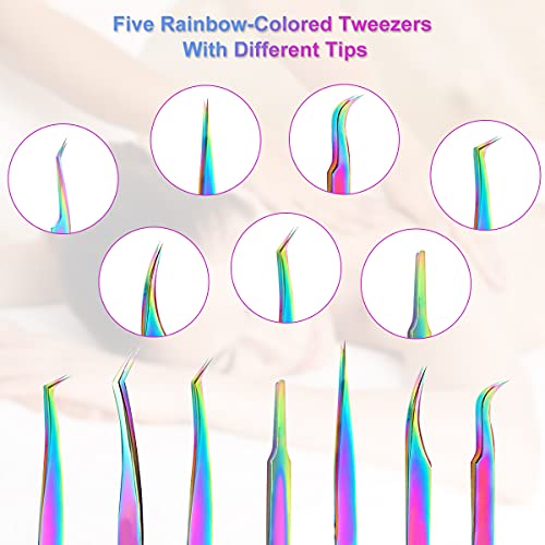 Fangze Tweezers and Fingernail Clippers Kit, 8 Pcs Professional Tweezer Nail Clipper Set Stainless Steel Manicure Tools with Case for Men Women