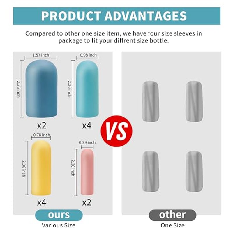 12 Pack Multi Sizes Silicone Bottle Covers, Travel Accessories Must Haves, Cruise Ship Essentials, Travel Size Toiletries,Travel Essentials for Women Men,Travel Gadgets, Elastic Sleeves for leak proof