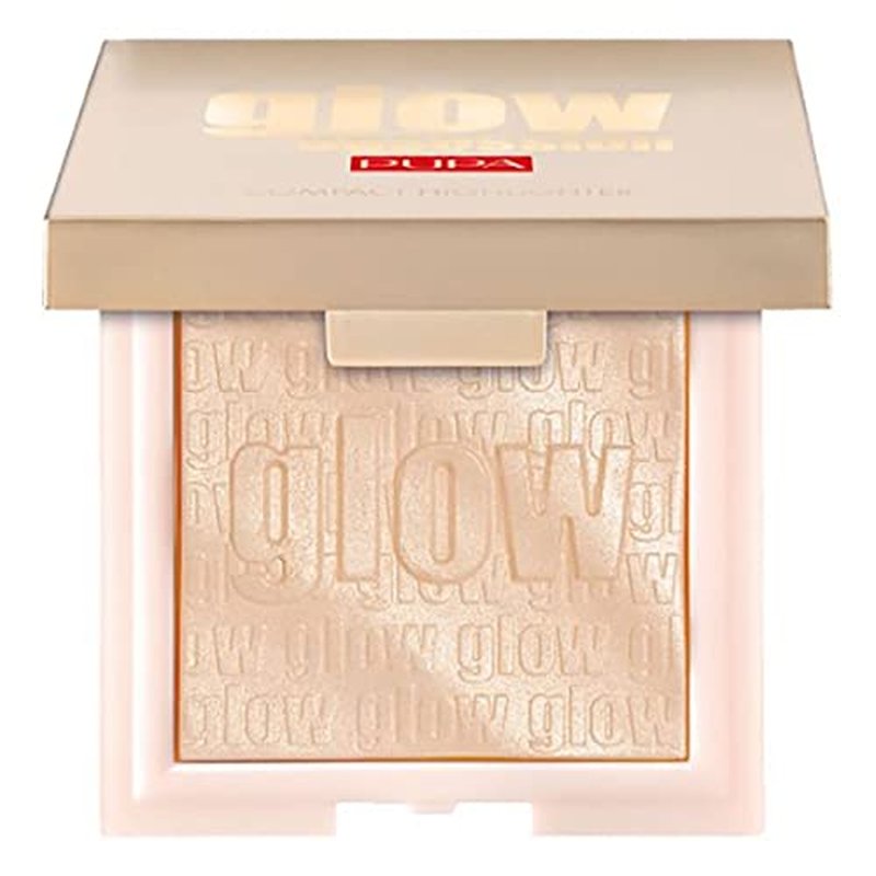 PUPA Milano Glow Obsession Compact Face Highlighter - Stunning Glowing-From-Within Look - Luminous Baked Powder - Lightweight All-Over Powder, Highlight, Blush, And Bronzer - 002 Rose Gold - 0.211 OZ