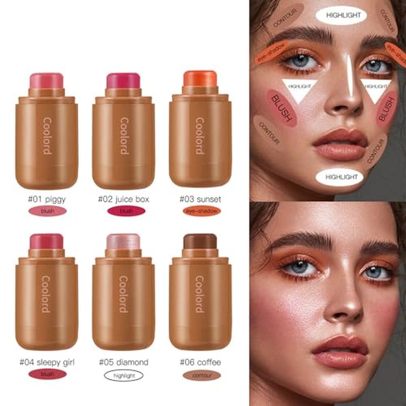 Pocket Blush Stick,Cream Blush Stick,3-In-1 Buildable Natural Blush Stick for Cheek, Eyes, Lips,Long Lasting Lightweight Blendable Blush for cheeks,Non-Greasy (01, #)