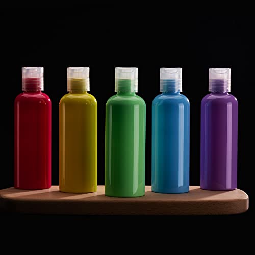 owlyee 3.4 oz Travel Bottles for Toiletries, Empty Travel Size Containers Tsa Approved, 5PCS Small Plastic Shampoo Bottles with Labels (100ml)