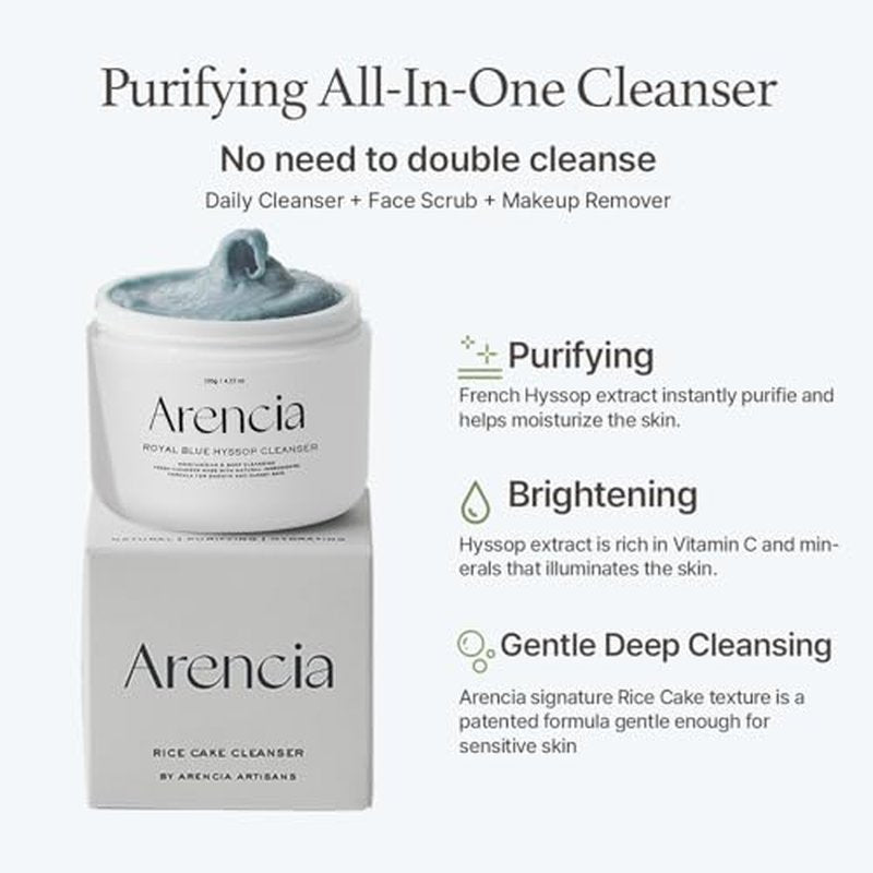 ARENCIA Hyssop Brightening & Deep-Cleansing Face Scrub & Exfoliator - All Skin Types, For Sebaceous Filaments & Blackheads (1.76oz)