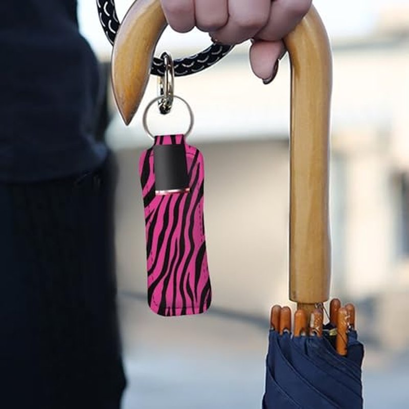 SEANATIVE Zebra Print Lipstick Holder Lipstick Holder Keychain Sleeve Lipstick Pouch Lip Balm Holder Sleeve Portable Key Chains to hold Travel Daily Accessories