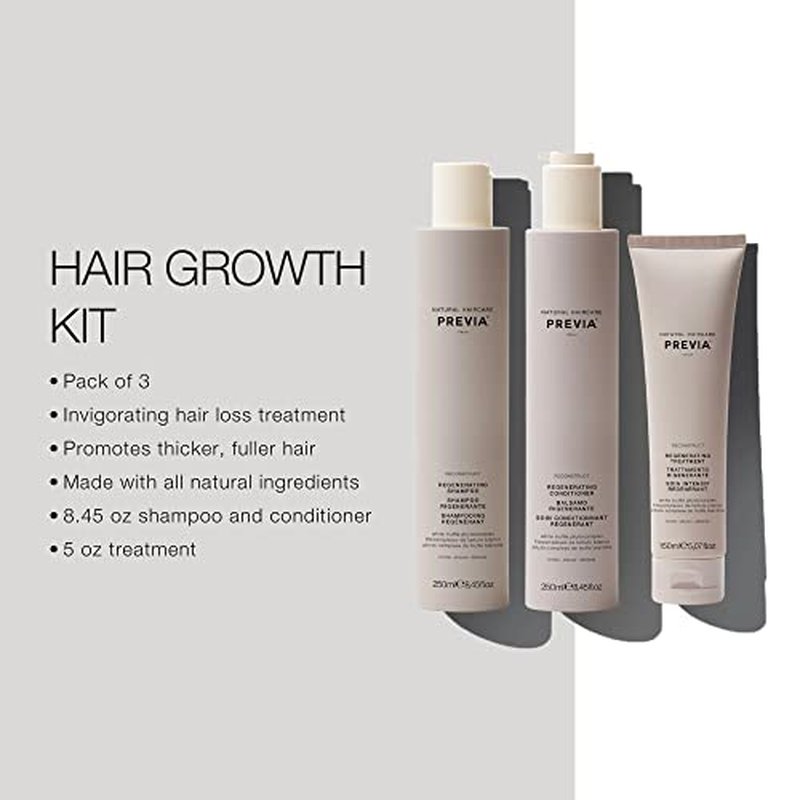 PREVIA Reconstruct Regenerating Hair Growth Kit for Damaged Hair Hydrating Shampoo Moisturizing Conditioner & Hair Treatment with White Truffle Sulfate & Paraben-Free Hair Repair 8.45 oz & 5 oz