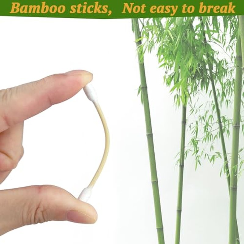 Garrelett Pointed Tip Cotton Swabs - 1000 Count Double Pointed Cotton Buds - Precision Tips with Bamboo Sticks for Makeup, Nail Tools, Personal Care - Soft and Hypoallergenic for Skin