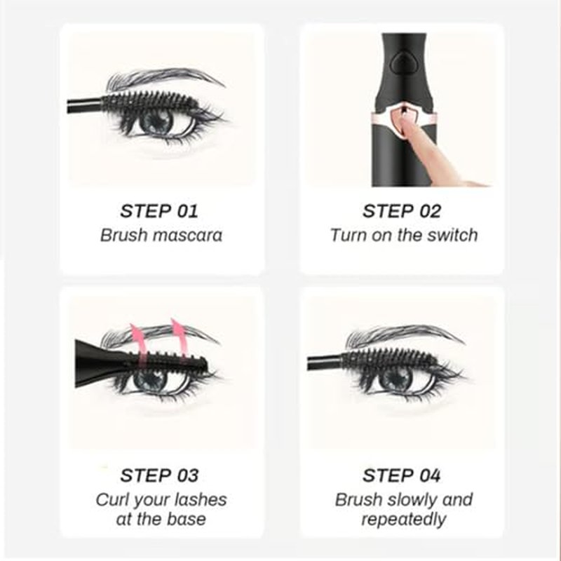 Electric Eyelash Curler for Instant Glam, 2025 New Heated Eyelash Curler, Electric Eyelash Curler, Mini USB Rechargeable Finalize Eyelash Tool, Fast Heat up in 8s & 3 Heat Modes (Black)