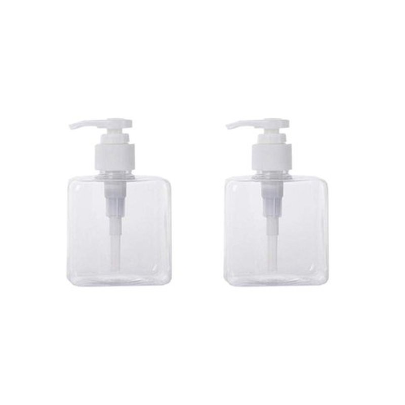 2PCS 250ML/8.4oz Clear Square Pump Bottle Empty Plastic Lotion Dispenser Toiletries Storage Containers Refillable Pump Bottles for Dispensing Lotions Shampoos