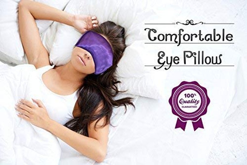 Blissful Being Lavender Eye Pillow with Purple Satin Cover- Hot or Cold Aromatherapy Eye Pillow perfect for Naps, Yoga, Meditation - Natural Relaxation (Amethyst with purple cover bundle)