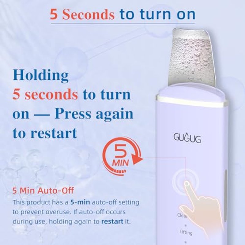 GUGUG Skin Scrubber Face Spatula Skin Spatula Pore Cleaner Blackhead Remover Tools for Facial Deep Cleansing-4 Modes, Purple