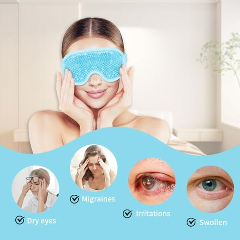 CONBELLA 2PCS Cooling Eye Mask Gel Eye Mask, Reusable Hot Cold Therapy cold eye mask for Post Surgery, Puffiness, Dark Circles, Eye Bags, Dry Eyes, Migraines with Soft Plush Backing (Heart+Snowflake)