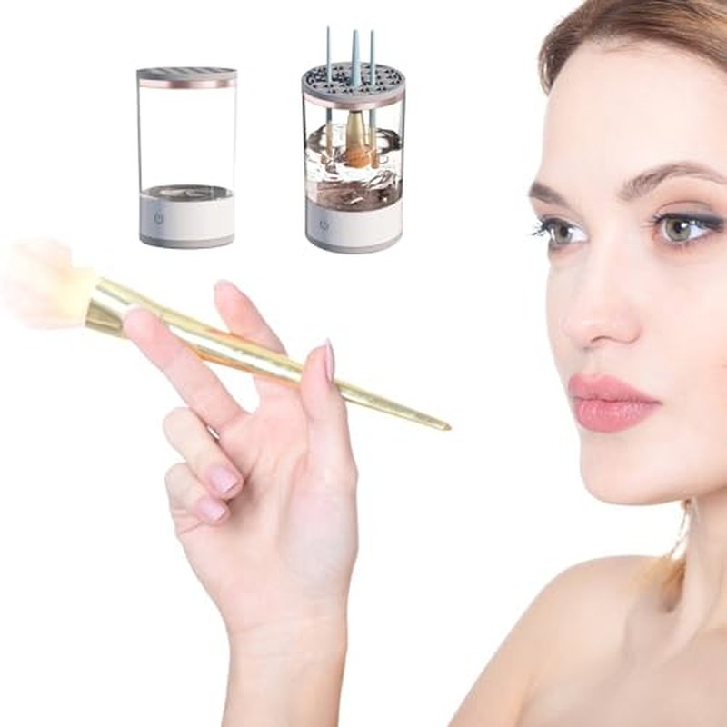 Beauty Swirl Cosmetic Brush Cleaner, 2025 New Automatic Makeup Brush Cleaner, Portable Electric Makeup Brush Cleaner (2 PCS/Black(Plug-in Model) +Transparent (Charging Model))