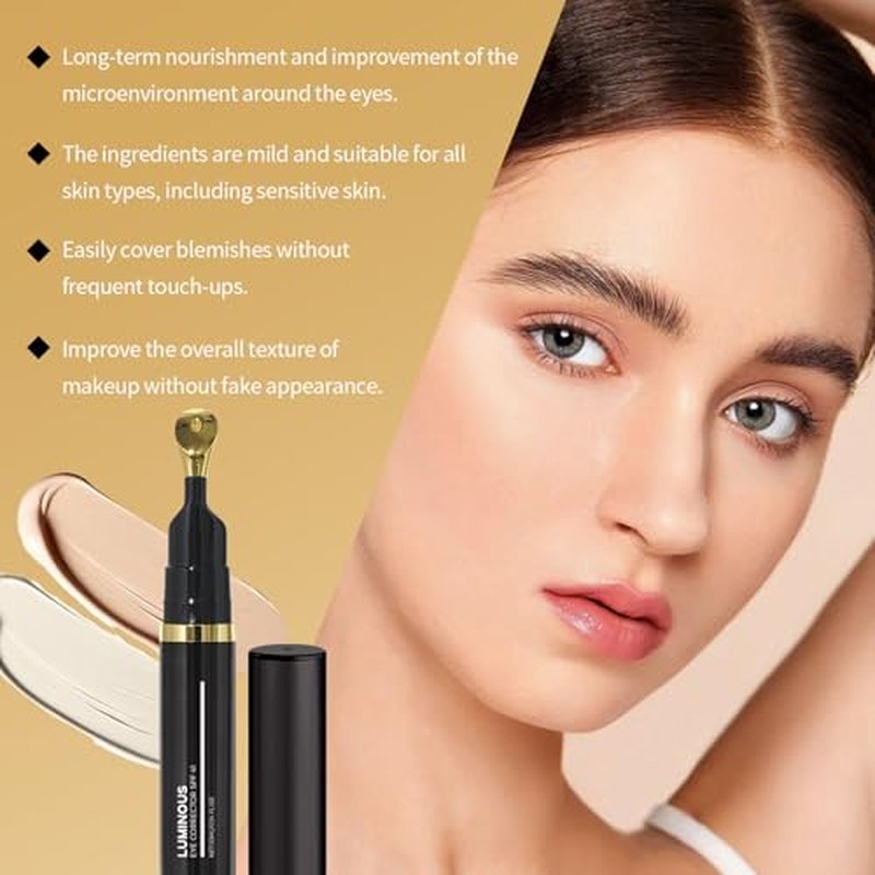 Luminous Eye Corrector SPF 41, Luminous Under Eye Corrector, Under Eye Concealers for Dark Circles, Anti-Aging Tinted Eye Cream, Hydrating Eye Serum with Peach Undertone (IVORY WHITE)