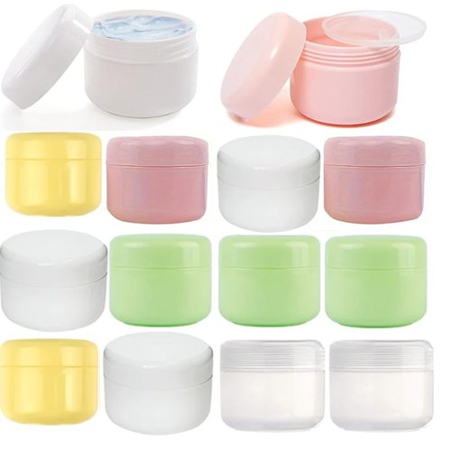 12 Pack 50G/50ML (1.7 oz) Cosmetic Jars, with Liners and Dome Lids, for Cosmetic Samples, Cream, Lotion (mixcolor)