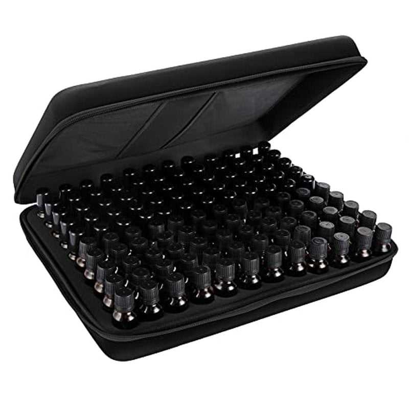 Hipiwe 120 Bottle EVA Essential Oil Storage Carrying Case Holds 5ml 10ml 15ml Bottle Hard Shell Exterior Essential Oils Organizer Holder Traveling Bag with Foam Insert & Handle, Black