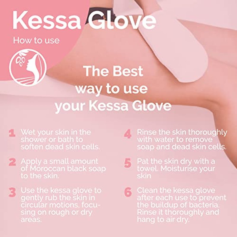 Fatima's Garden Exfoliating Kessa Glove - Natural Spa Scrubber, Black (1 Glove)