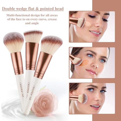 OMANIAC Makeup Brushes Set (15Pcs), Premium Synthetic Powder Concealers Eye Shadows Blush Professional Make Up Brushes Set, Perfect Birthday Gifts for Women.(Pink)