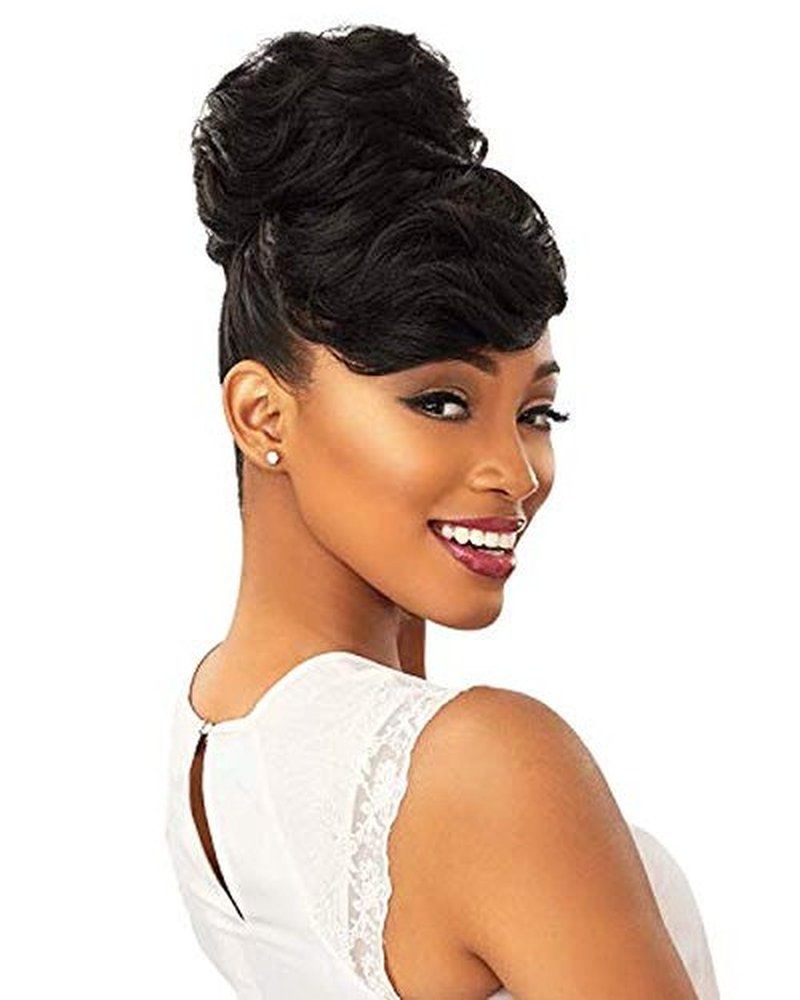 SENSATIONNEL synthetic hair INSTANT BUN WITH BANGS - CARLA - 1B