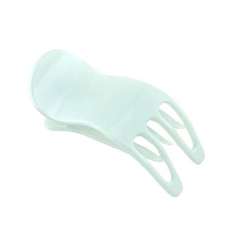 Parcelona French Simply Bear Paw Medium 3" Celluloid Acetate Side Slide In Jaw Yoga Hair Claw Fashion Durable Women Hair Accessories Hair Clip Girls, Made in France(Solid White)
