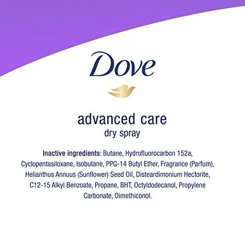 Dove Advanced Care Antiperspirant Deodorant Dry Spray 48 Hours of Sweat and Odor Protection Lavender Fresh Antiperspirant Spray With ¼ Moisturizers and 0% Alcohol, 3.8 Ounce (Pack of 3)