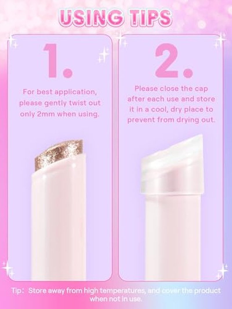 SHEGLAM Crystal Jelly Glaze Stick Eye Shadow Stick Eyeliner Brightener Pencil Crayon with Brush Easy to Blend Long Lasting Shimmer Eyeshadow Stick-Aura Blitz