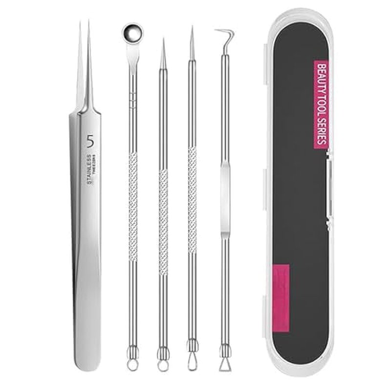 Usiveinborn Blackhead Remover, Usiveinborn Tweezers, Professional Stainless Steel Facial Blackhead Remover Tweezers, Blackhead Tweezers, Blackhead Remover Tweezers Set (E)