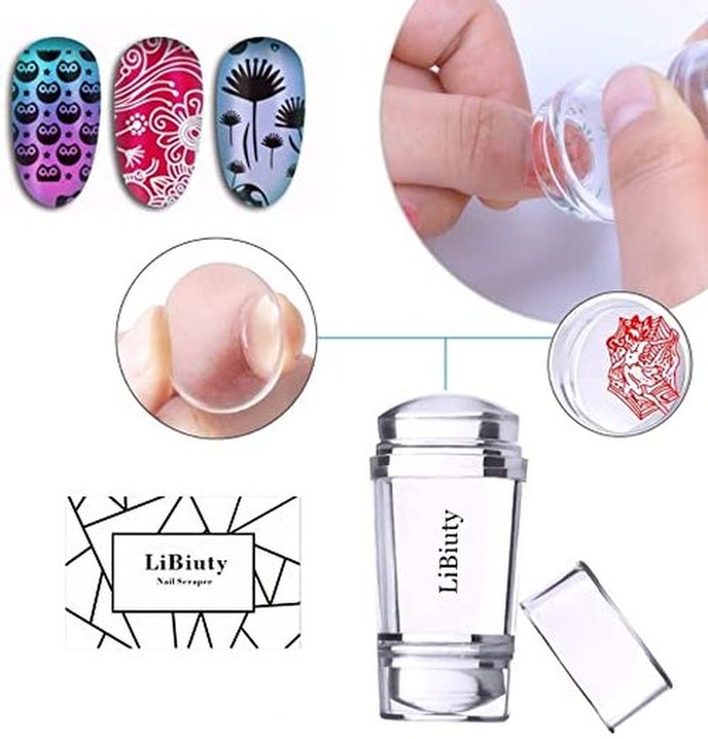LiBiuty 15Pcs Nail Stamp Plates set 1 Stamper 1Scraper 1Storage Bag Nail Templates Lace Flower Geometric Animal Pattern Nail Art Plate Scraper Stamper Set