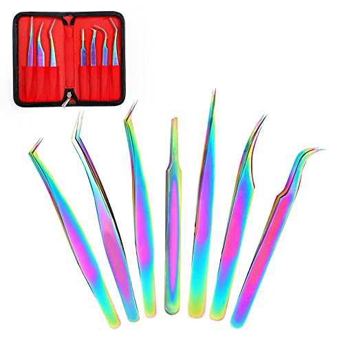 Fangze Tweezers and Fingernail Clippers Kit, 8 Pcs Professional Tweezer Nail Clipper Set Stainless Steel Manicure Tools with Case for Men Women