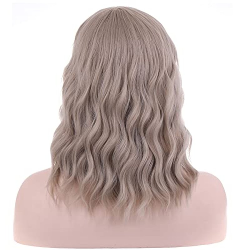 BERON 14 Inches Hot Pink Wig Short Curly Bob Wig Hot Pink Wigs Charming Women Girls Beach Wave Wigs for Daily Party Wig Cap Included