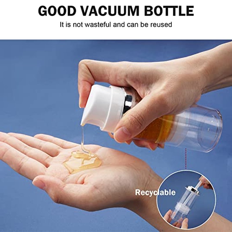 Cosywell Airless Pump Jars 1.7oz/50ml 2 Pack Pump Bottle Dispenser Empty Moisturizer airless Pump Bottles Cosmetic Pump Container Travel Pump Bottles for Toiletries Shampoo Lotion and Cream Clear