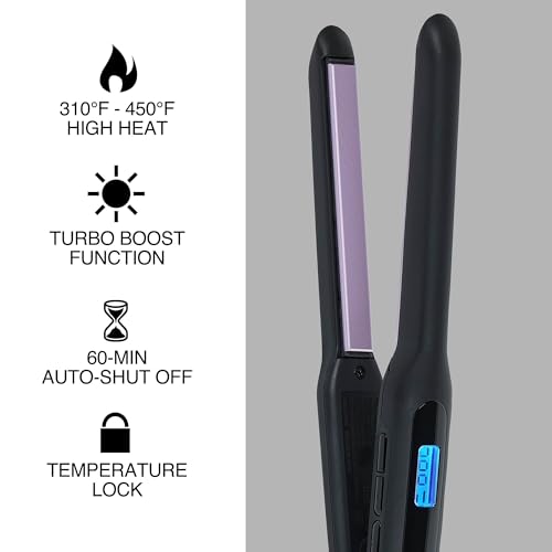 Remington 1/2" Flat Iron, Hair Straightener with Anti-Static Technology, 15-Second Heat Up & 60 Minute Auto Shut Off, 30% Longer Ceramic Floating Plates, Titanium + Ceramic Coating