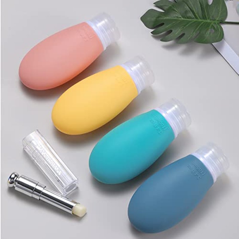 Silicone Travel Bottles,4 Pack 3.4oz Leak Proof Liquid Squeezable Refillable Portable Travel Accessories/Cosmetic Containers,BPA Free,Travel Size Bottles for Toiletries Shampoo Conditioner Lotion
