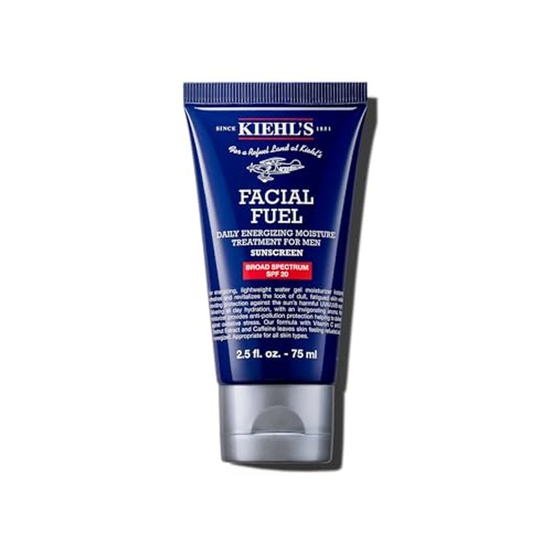 Kiehl's Facial Fuel Moisturizer with SPF 20 for Men, Energizing Face Moisturizer for Dull Skin, Non-Greasy Feel, Hydrating Lotion & Broad Spectrum Sunscreen, with Caffeine & Vitamin C - 2.5 fl oz