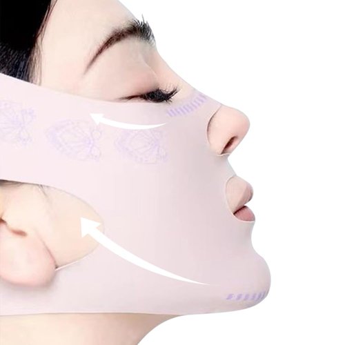 V- Face Lift Strap - Relieve Sagging Skin, Reduce Pwelling and Firm Skin, Double Chin Strap, Reusable Grooming Face and Chin Lift Mask for Men and Women Pink