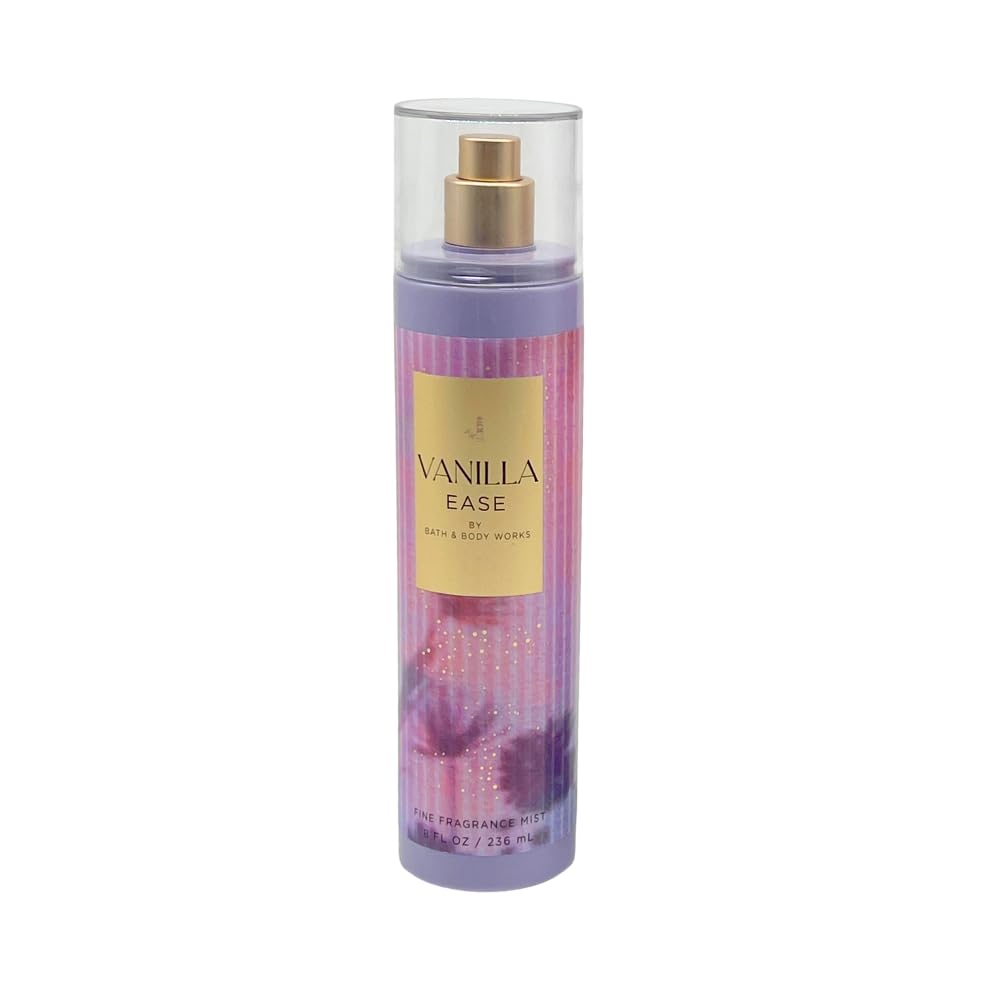 Bath & Body Works VANILLA EASE Fine Fragrance Mist & Ultimate Hydration Body Cream 2-piece Gift Set with a Purple Bow for Gifts & Holidays – Full Size