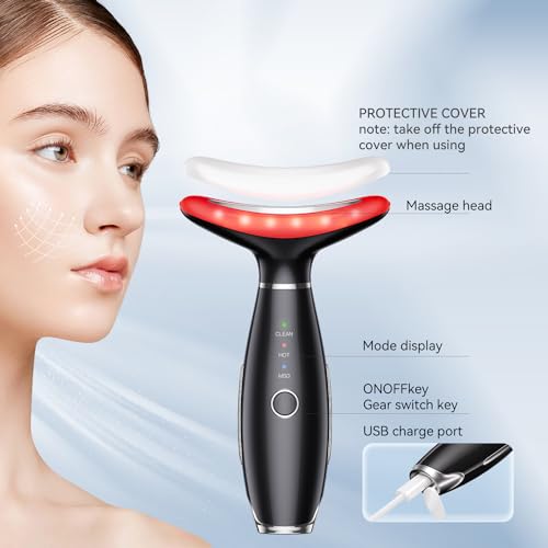 Neck Face Massager, 3-in-1 Portable Facial Massager, Face Sculpting Tool(Black)