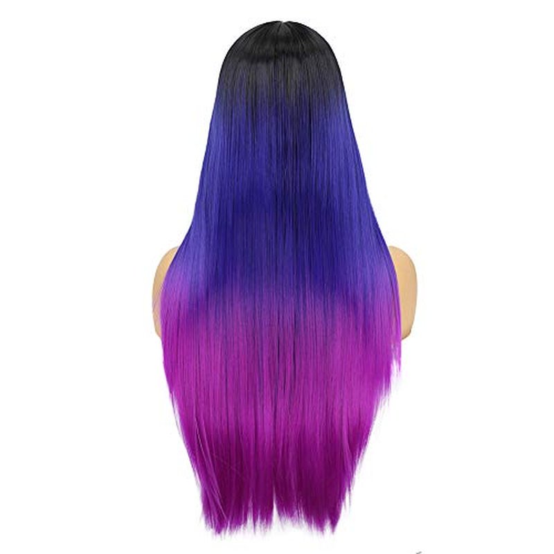 WIGER 30 Inches Long Straight Highlight Blonde Wigs for Black Women Brown Mixed Honey Blonde Straight Lace Part Wigs Ombre Long Blonde Hair with Highlights Synthetic Colorful Hair