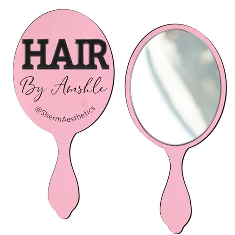 Tammnjo Personalized Acrylic Name Hair Technician Prop Mirror Custom Barber Handheld Mirror Social Media Prop Beauty Room Prop Decor Makeup Photo Prop Hair Salon Prop Decor Aesthetics Signage,D2-Hair