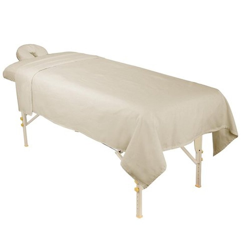 ForPro Premium Flannel 3-Piece Massage Sheet Set for Massage Tables, Includes Flat Sheet, Fitted Sheet and Fitted Face Rest Cover, Natural