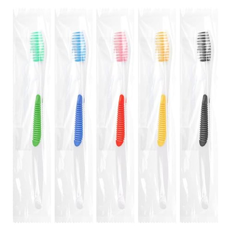 HAIFOTRVA 10Packs Disposable Toothbrushes with Floss,Single Use Individually Wrapped Disposable Travel Toothbrushes and Dental Floss Kit Bulk for Homeless,Airbnb,Dentist,Hotel(5 Colors)