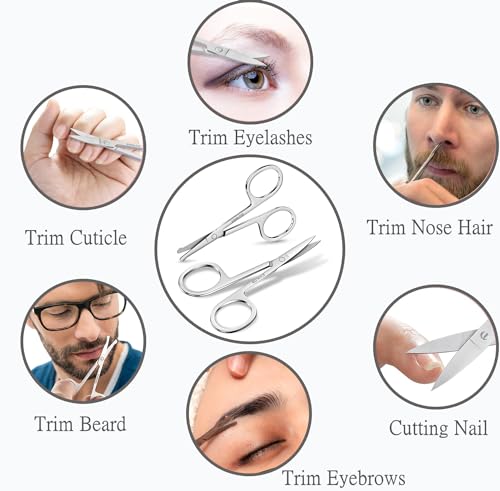 NATZERAT 5-Piece Set of Facial Hair Small Trimmer Scissors For Men's and Women's Hair is suitable,Eyebrow, Nose Hair, Mustache, Beard, Eyelashes