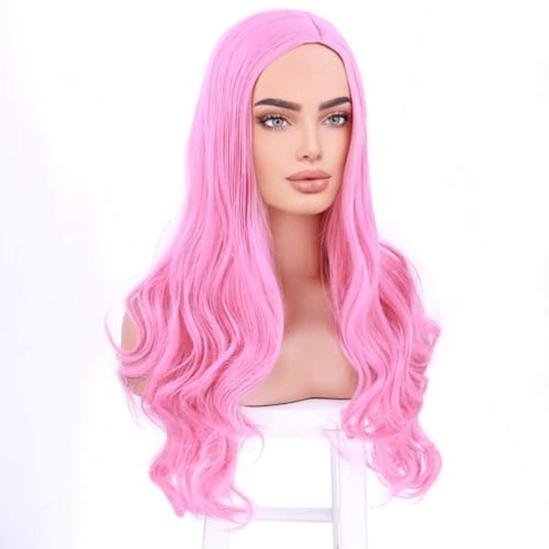MAGQOO Brown Wig for Women Brown Highlight Wig Long Curly Wavy Brown Wigs Side Part Synthetic Heat Resistant