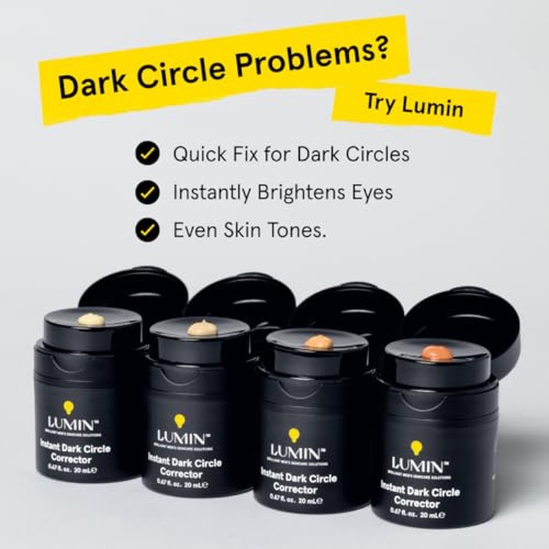 Lumin Instant Dark Circle Corrector for Men (Not A Concealer), Brightens Eyes, Reduce Dark Circles, Puffiness, Under Eye Men Makeup, Men's Eye Cream, Perfect for Deep Skin Tones, 20mL
